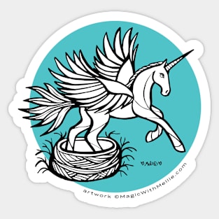 Bluebird Pegasus Unicorn — Inktober Unicorn illustration series Sticker